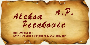 Aleksa Petaković vizit kartica